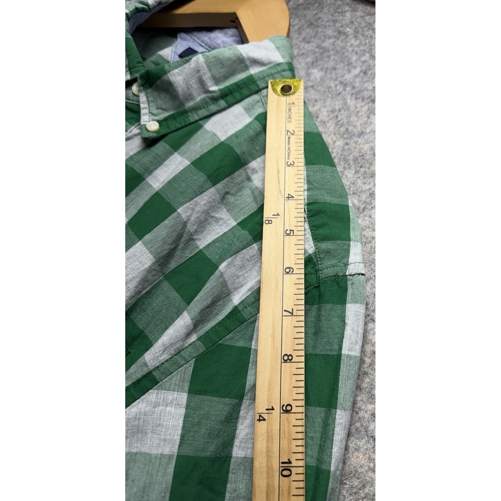 Tommy Hilfiger Men's L Button Down‎ Shirt Green White Plaid Men's Long Sleeve - Picture 9 of 13
